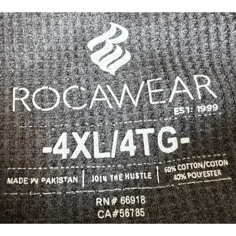 Rocawear Men's 4XLT Gray Thermal Waffle Knit Long Sleeve Shirt Y2K - Picture 3 of 7